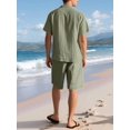 thumbnail image 6 of Men'S Linen Blend Short Sleeve Shirt & Shorts Set, Casual Summer 2 Piece Outfit Green XXXL, 6 of 9