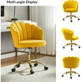 thumbnail image 6 of HULALA HOME Velvet Home Office Desk Chair, Modern Shell Back Makeup Vanity Chair with Wheels, Swivel Height Adjustable Cute Task Chair for Women Girls, Yellow, 6 of 18