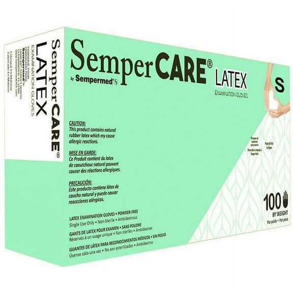 Semper CARE Latex Gloves Size SMALL 100 per Box