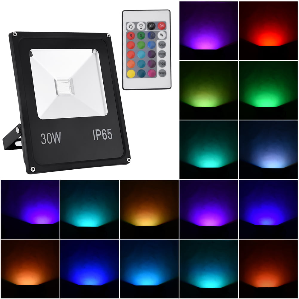 Details about   10-100W RGB LED Floodlight Outdoor Landscape Spotlight Remote Control Waterproof 