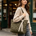 thumbnail image 4 of YiJuHui Quilted Down Shoulder Bag for Women, Large Capacity Tote Bag, Lightweight Nylon Work Purse, Commuter Laptop Bag, Casual Everyday Shoulder Bag with Zipper Pocket, 4 of 6