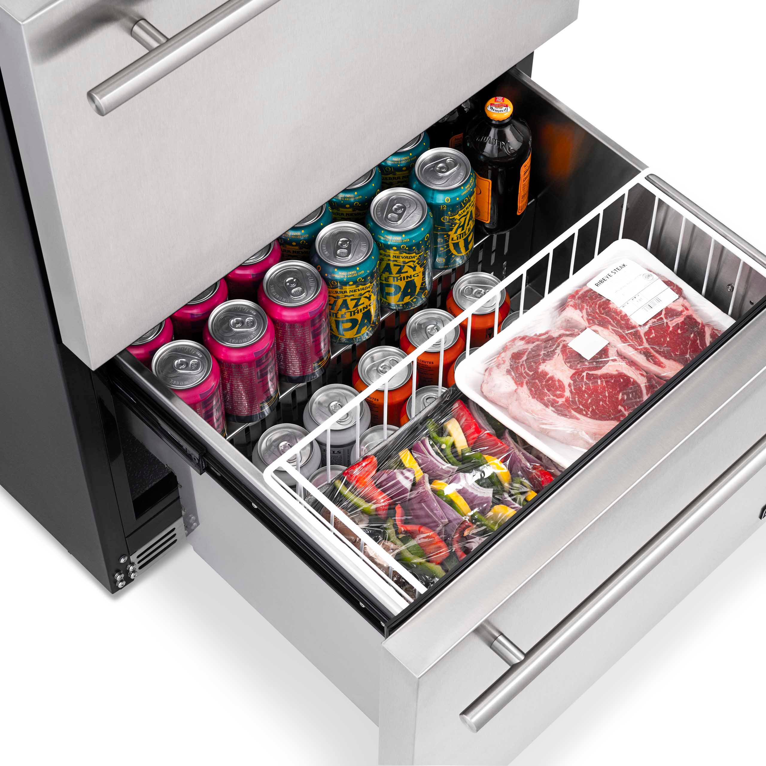 Newair 24" Built-in 20 Bottle and 80 Can Dual Drawer Indoor in Stainless Steel - NOF100SS00 - image 4 of 24