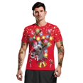 thumbnail image 1 of Hombre Camiseta Papá Noel Estampados Gráficos Cuello Barco Estampado 3D Al aire libre Navidad Manga Corta Estampado Ropa Deportes Casual, 1 of 4