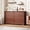 Walnut Oak, variant on Memoryfield 47" Wide 6 Drawer Vintage Dresser, Double Chest of Drawers, Wooden Storage Organizer for Bedroom, Living Room, Hallway, Entryway, Walnut Oak