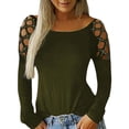 thumbnail image 2 of Puntoco Mujer Sexy fuera del hombro Manga larga Perforación en caliente Sólido Ahueca hacia fuera O-cuello Camiseta Blusa tops Puntoco Puntoco-7206, 2 of 5