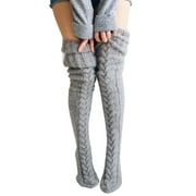 Listenwind Women Winter Warm Knit Cable Long Socks Stockings Casual Wool Thigh High Over Knee High Socks Girls Female Leg Warmers