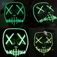 thumbnail image 3 of Deago Halloween Mask LED Light Up EL Wire Cosplay Glowing Mask The Purge Movie Scary Festival Costume with AA Battery, 3 of 7