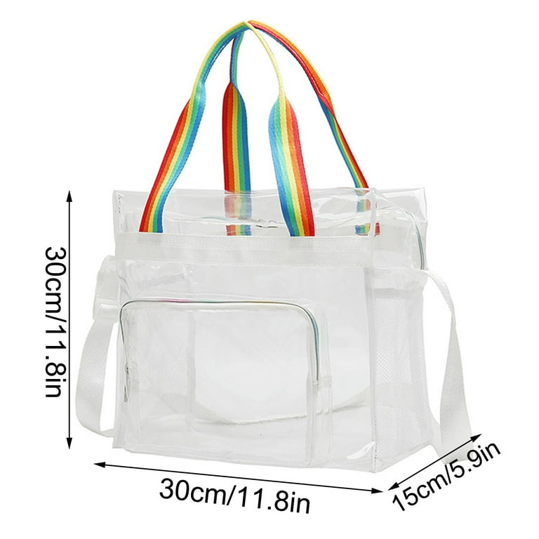 Arlmont & Co. Clear Tote Bag - See Through Transparent Women's Hand Bag - Heavy-Duty Clear Shoulder Bag with Zipper Closure for Shopping, Work, Beach