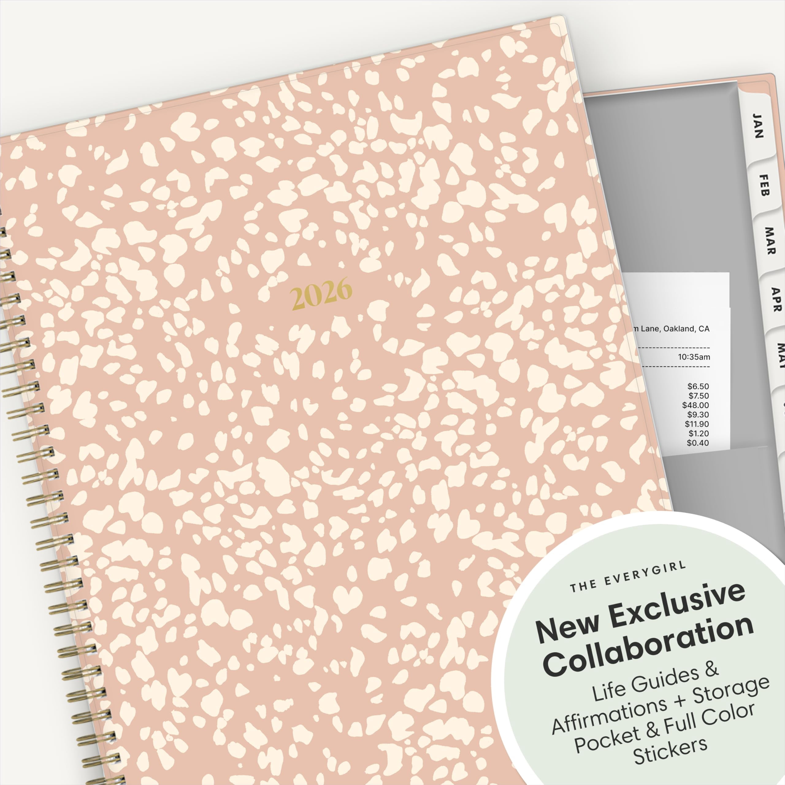 Blue Sky The Everygirl 2026 Weekly and Monthly Planner Calendar, January 2026 - December 2026, 8.5" x 11", Flexible Cover, Durable Twin Wire Binding, Storage Pocket, Stickers, Bengala Desert Rose