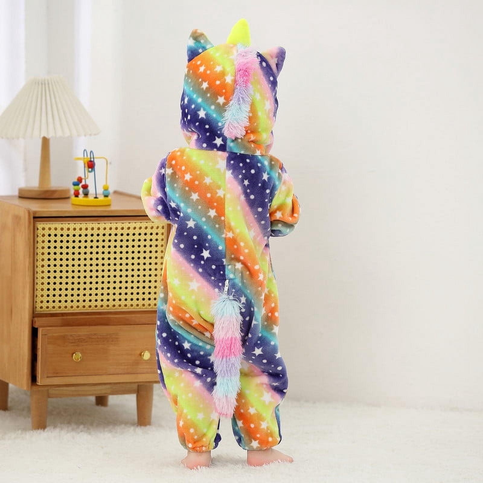 LOLANTA Baby Toddler Girls Unicorn One-piece, Infant Fleece Hooded Rompers, Double Way Zipper Closure 6 Months-3T