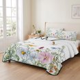 thumbnail image 2 of Full Quilt Set 78''x90'', Spring Floral Lightweight Summer Bedspread Coverlet Set with 2 Pillow Shams, Wildflowers Herbs Summer Botanical Breathable All Season Quilt Bedding for Bedroom/Guest Room, 2 of 9