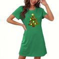 thumbnail image 1 of Camisón corto navideño para mujer, talla grande, cuello redondo, manga corta, estampado en el pecho, vestido de noche para mujer, 1 of 3