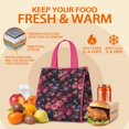 thumbnail image 5 of Pioneer Flower Floral Print Pattern Insulated Lunch Bag for Women & Adults,Large Portable Soft Cooler Lunch Bag,Thermal Food Storage Tote with Pearl Cotton,8.66L,8.75x5.75x9.5 Inch, 5 of 6