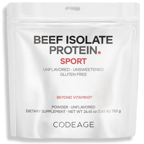 Codeage Grass-Fed Beef Isolate Protein Powder Supplement - 20 Amino Acids, Collagen-Rich - Athletes & Sports - Unflavored Carnivore Protein Supplement, BCAA & EAA Supplement - Gluten-Free - 26.45 oz