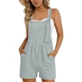 thumbnail image 2 of ClodeEU Women's Sleeveless Wide Leg Overall Shorts,Casual Loose Summer Romper Jumpsuit with Pockets Gray,Women's Plus L, 2 of 8