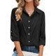 thumbnail image 4 of Camisas de Manga Larga para las Mujeres Blusa de Túnica de Imitación de Botón de Solapa de Ajuste Suelto con Tela Suave, Top de Verano Transpirable para Uso Diario Informal, 4 of 7