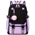 thumbnail image 1 of Linda Mochila De Color Preppy, Mochila De Almacenamiento De Gran Capacidad Con Decoración De Pompones, 1 of 3