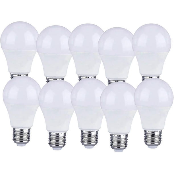 Set of 10 Set of 10 E27 9W A60 LED bulbs - Warm White Light 4200K - 806 Lumen