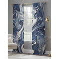 thumbnail image 4 of White Navy Blue Sheer Curtains for Living Room Bedroom Marble Texture Abstract Art Sheer Curtains 84 Inch Long 2 Panels Set Light Filtering Curtain Window Treatments Drapes for Dining Room, 4 of 6