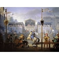 thumbnail image 2 of Revoil, Pierre Henri 14x12 Black Ornate Wood Framed with Double Matting Museum Art Print Titled - A Fourteenth Century Tournament, 2 of 4