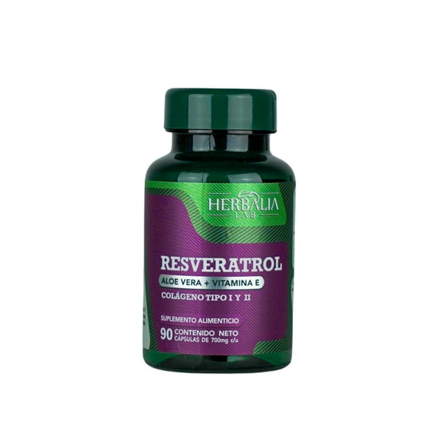Herbalia Lab | Resveratrol 500mg con Vitamina E y Colágeno, Antioxidante Superior para Salud y Piel - 90 Cápsulas