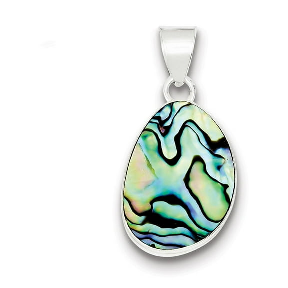 925 Sterling Silver Polished Abalone Pendant Necklace 40x19mm Wide Pendant for Women