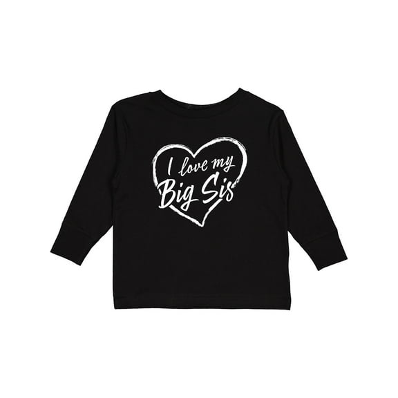 Inktastic I Love My Big Sis in White Chalk Heart Boys or Girls Long Sleeve Toddler T-Shirt
