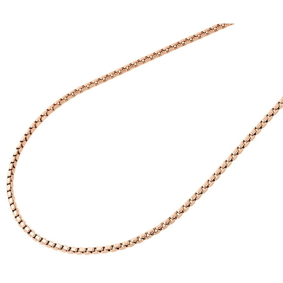 10K Rose Gold Mens Ladies 1.5MM Rounded Venetian Box Chain Necklace 18 Inches