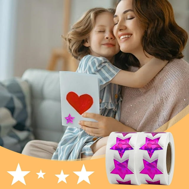 1000 Pcs Star Stickers, Colourful Paper Decorations with Assorted Colours, Fun Crafting and Labeling Tools for Kids, Teachers, and Parties, 2.5 cm Each