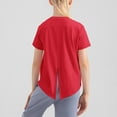 thumbnail image 5 of Lenpel Girls' Athletic Shirts Crew Neck Short Sleeve Split Back Quick Dry Crop Workout Tops Summer Casual T Shirts, 5 of 7