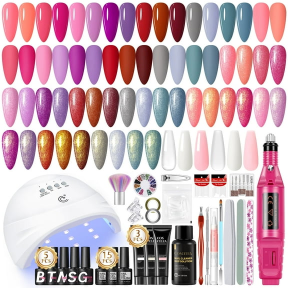 Coscelia Gel Nail Polish Kit with U V Light Starter Kit and Drill 15PC Gel Nail and 3PC Nail Extension Gel Kit Gifts for Women