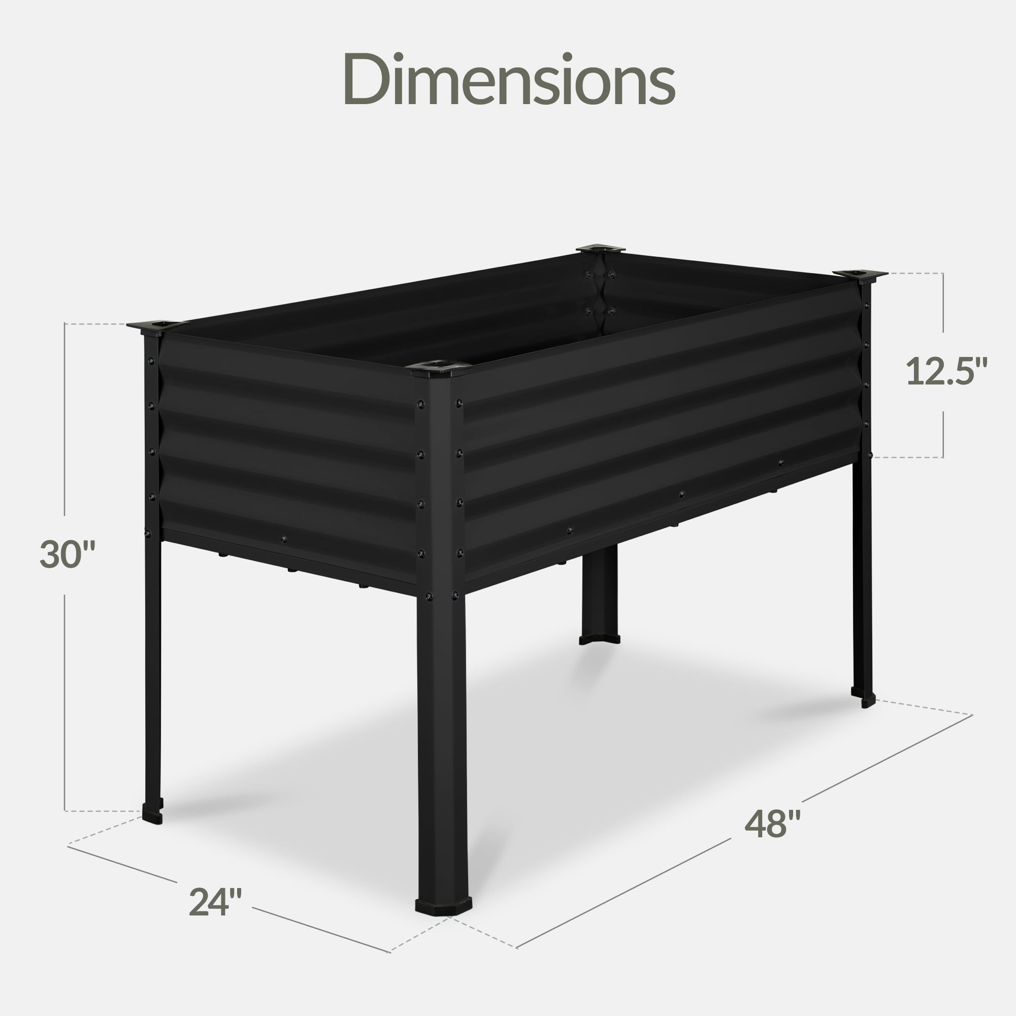 Best Choice Products 48x24x30in Elevated Galvanized Metal Garden Bed w/ Corner Protectors - Black