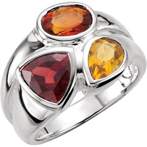 Madeira Citrine Gemstone - Jewels By Lux Sterling Silver Mozambique Garnet Madeira Citrine & Citrine Ring Size 6