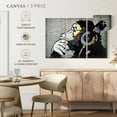 thumbnail image 4 of Elephant Stock Monkey Wearing Headphones Wall Art - Horizontal Multi Panel Canvas - Living Room Wall Decor - Animal Multi Panel - Black And Gray Decor - 23" x 14", 4 of 4