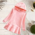 thumbnail image 2 of CPNG Girls Hoodie Dress Solid Color Long Sleeve Hooded Dress Stylish Daily Casual Hoodie Sweatshirt A-Line Dresses(Pink,5-6 Years), 2 of 7