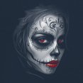 thumbnail image 3 of Sugar Skull Portrait Women's Long Sleeve T-shirt Gothic Beauty Red Lips Day of the Dead Dia de Los Muertos Mexican Calavera, 3 of 7