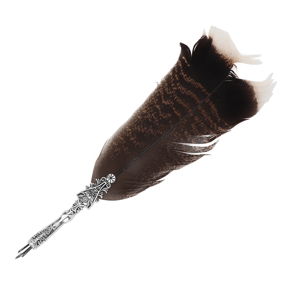 Peacock Feather Quill Pen Set – Vintage Calligraphy Dip Pen With 5 Replacement Nibs, Gift Box Included