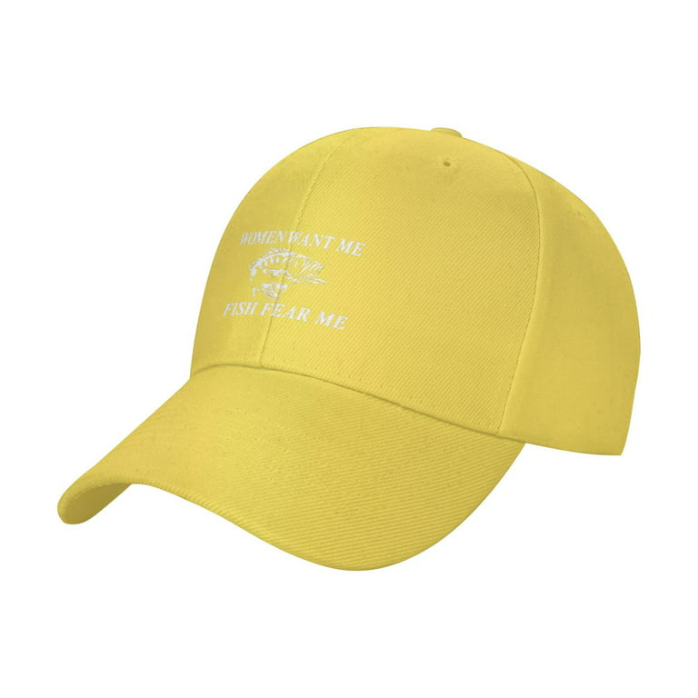 Cepten Men'S & Women Classic Unique Print With Women Want Me Fish Fear Me  Logo Adjustable Baseball Hat Yellow 