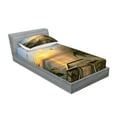 thumbnail image 2 of Ambesonne Tropical Fitted Sheet & Pillow Sham Set, Palms Sunset Scenery, Twinxl, Multicolor, 2 of 2