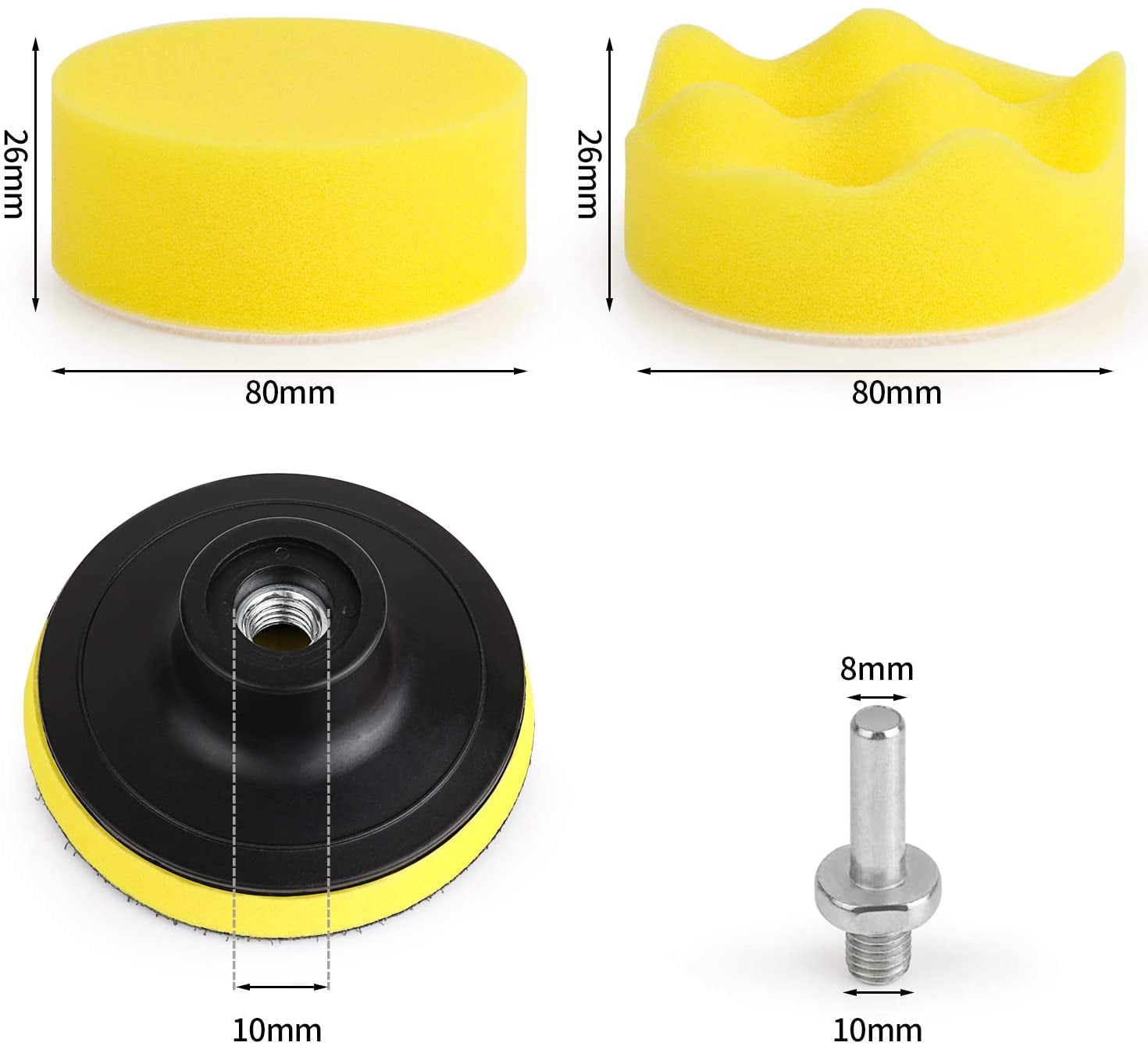 3 Inch Drill Buffing Pad, 11 Pcs Car Foam Polishing Pads Kit, Drill Buffer Polisher Attachment Buffing Kit for Car Polishing, Waxing, Sealing Glaze