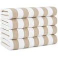 thumbnail image 6 of Cabana Stripe Beach Towel - Pack of 4 - Large Soft Quick Dry Cotton Terry Towels Set for Pool, Swim, and Hot Tub, Oversized 30 x 70 in, Beige, 6 of 11