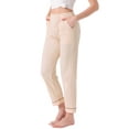 thumbnail image 4 of INSPIRE CHIC Womens Pajama Pants Cotton Knit Ribbed Elastic Waist Straight Leg with Pockets Loungewear Casual Home XS Beige, 4 of 6