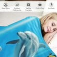 thumbnail image 3 of Fenyluxe Dolphins Fish Corals Throw Blanket Bedding Cozy Lightweight for Couch Sofa Bed All Seasons Soft Plush Blankets 50x60in, 3 of 6