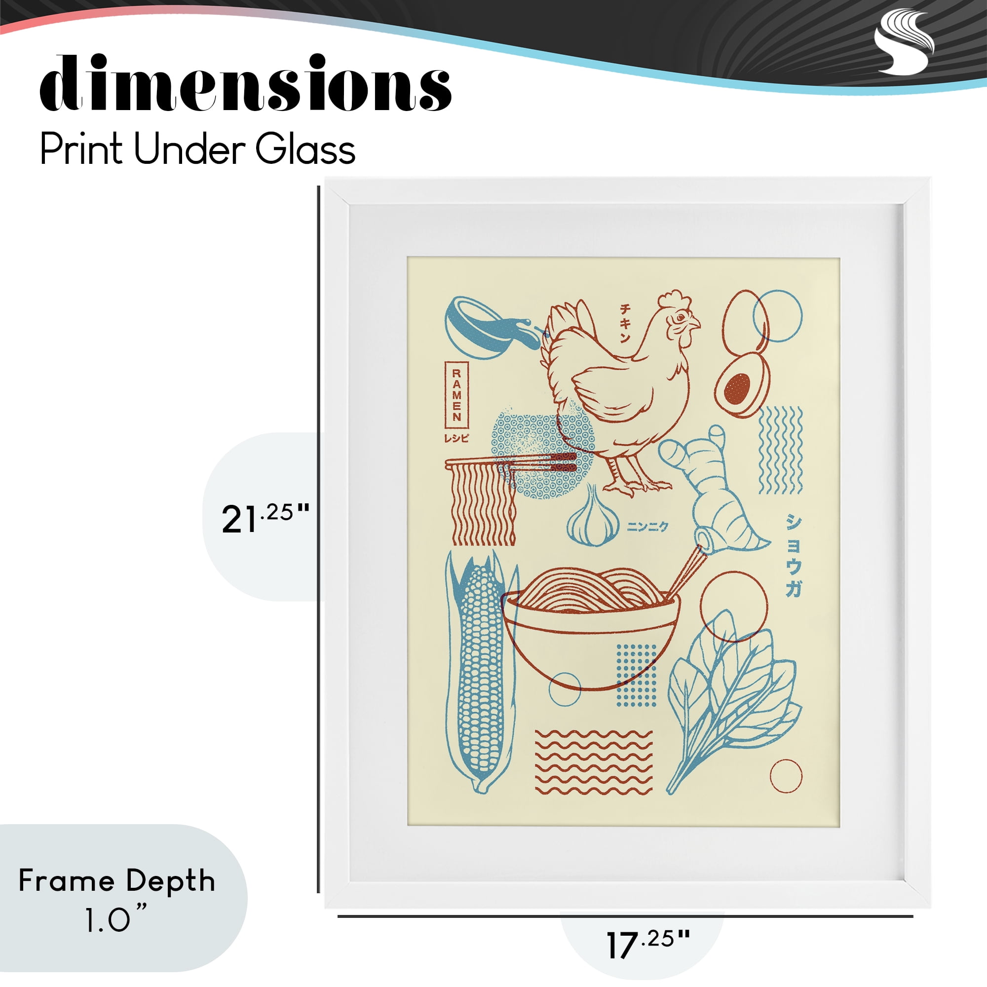 Stupell Industries Minimalist Ramen Ingredients White Framed Print Under Glass, design by Tobe Fonseca