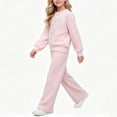 thumbnail image 6 of Oiangi Girls Fall Clothes Outfits Lounge Knit Sets Crewneck Sweater and Pant for Cold Weather Pink 5-6Years, 6 of 8
