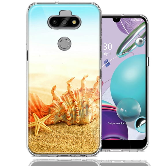 MUNDAZE For LG Aristo 5/K31/Fortune 3 Beach Shell Design Double Layer Phone Case Cover