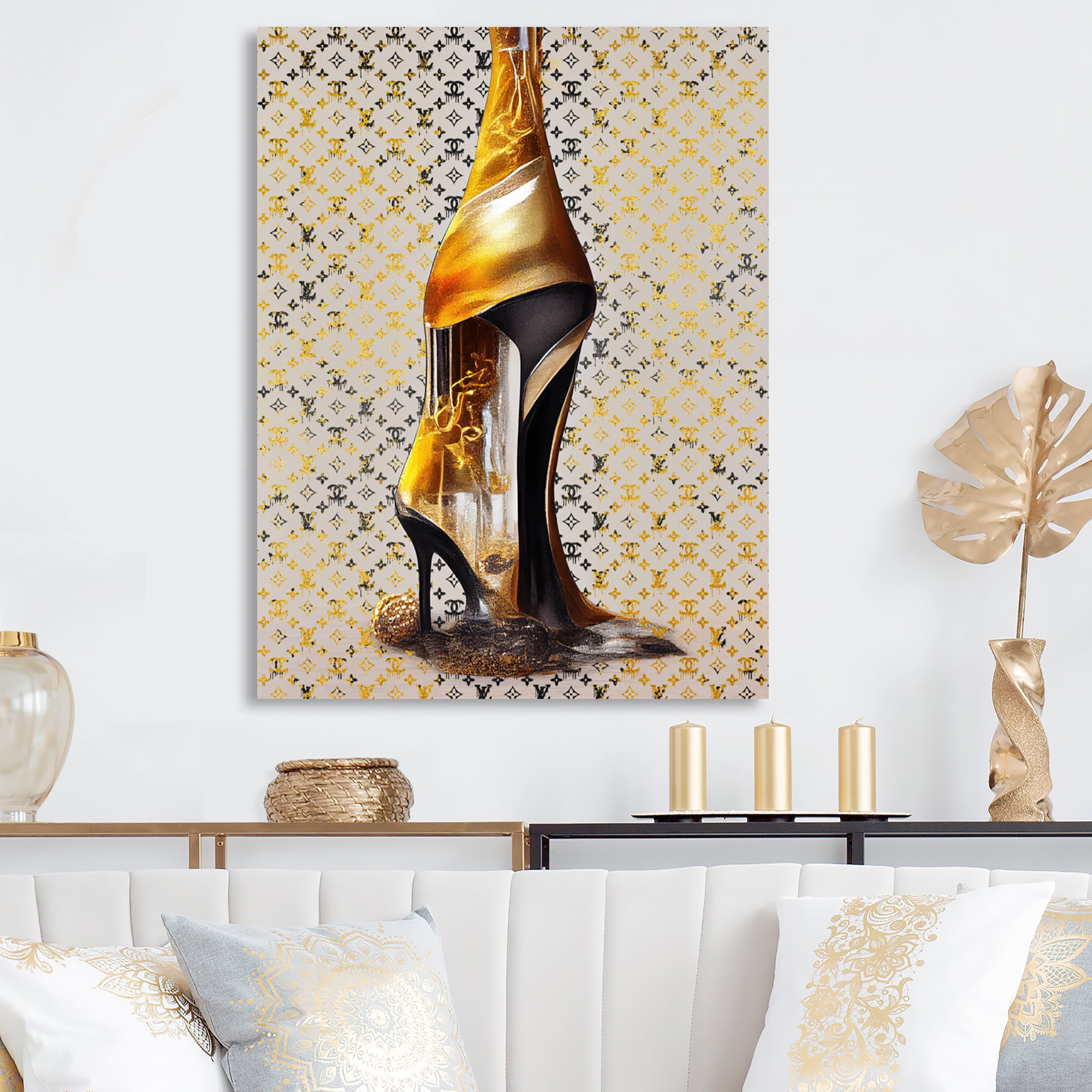 Designart Luxury Brand Pumps And Bottle V Canvas Wall Art