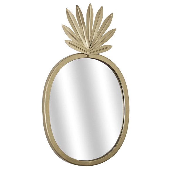 Espejo de pared con acento de piña y marco de metal pintado en oro Fine Art Tj
