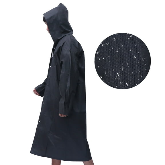 UPKOCH Eva Fabric Black Rainwear Hooded Ponchos Comfortable and Foldable