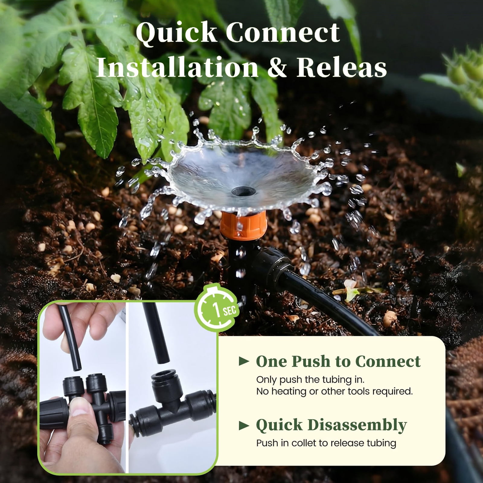 RainPoint Drip Irrigation System with 50FT 5/16" and 100FT 1/4" Irrigation Tubing, Adjustable Emitters DIY Drip Irrigation Kit for Potted Plants, Patios& Garden, Raised Beds